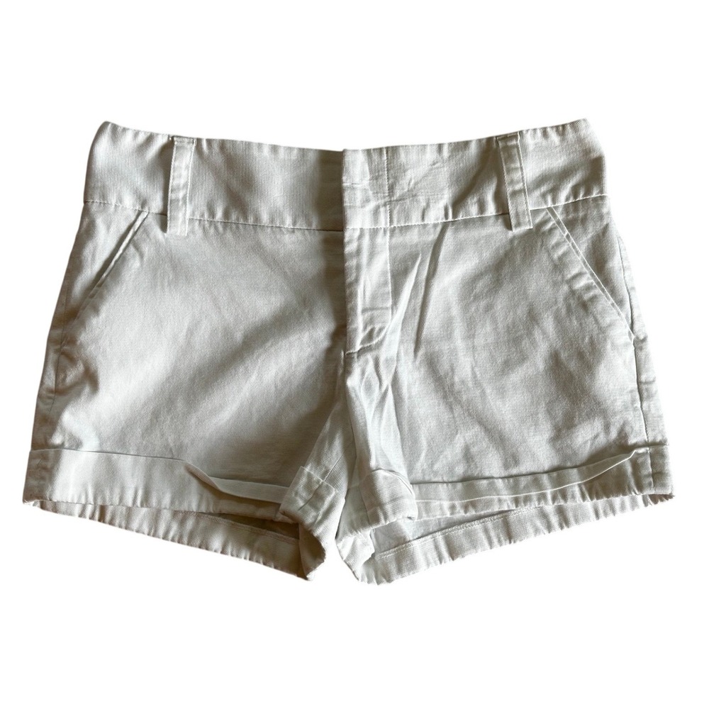 Alice + Olivia White Cotton Cuffed Mini Shorts Women's 4 - Picture 2 of 5